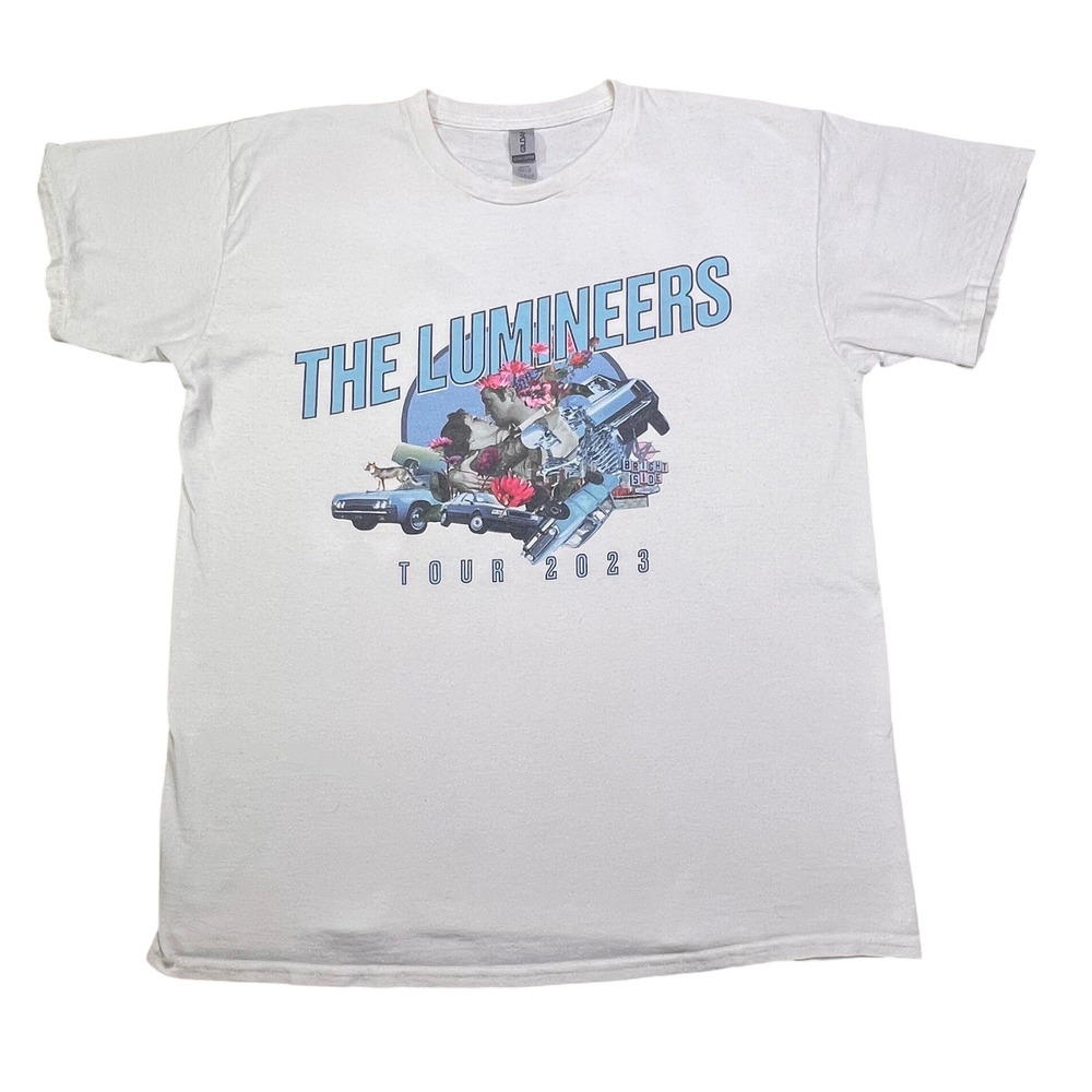 The Lumineers Tour 2023 T Shirt White Gildan Ultra Cotton Large Concert Merch